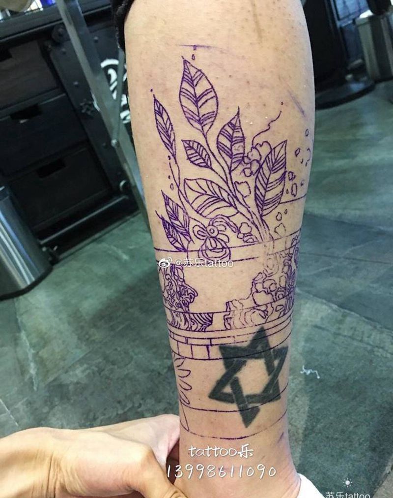 修改遮盖纹身图片_腿部花纹身图案