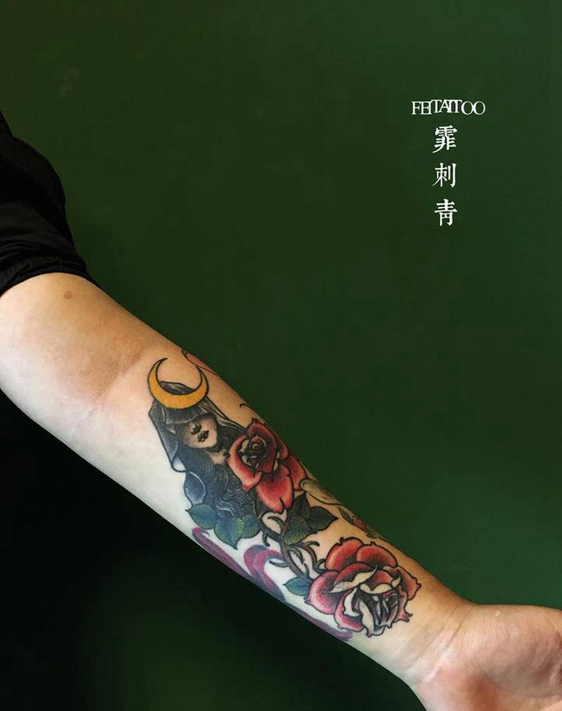 修改遮盖纹身图片_手臂Old School纹身图案