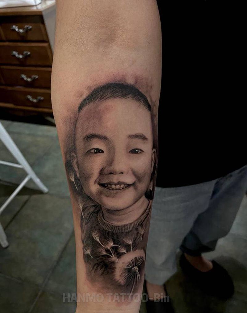 写实肖像纹身图片_手臂欧美写实纹身图案