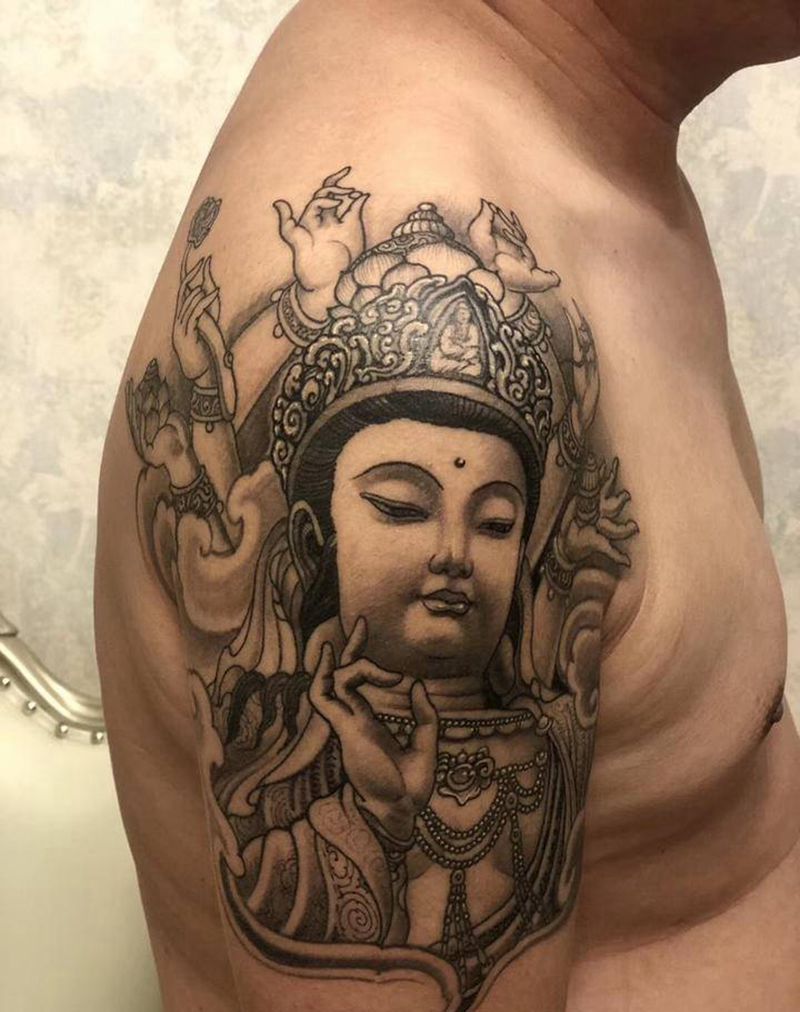 千手观音恢复后纹身图片_臀部纹身图案