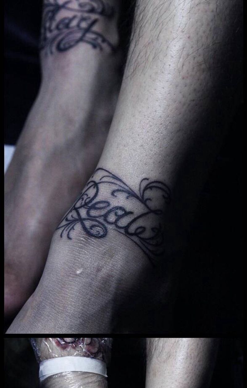 英文纹身图片_腿部纹身图案