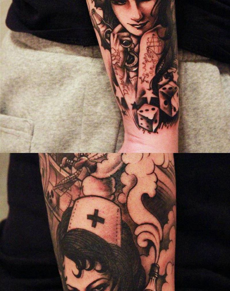 欧美纹身图片_手臂New SchoolOld School纹身图案