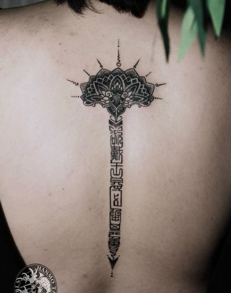 翰墨刺青纹身图片_背部字母类纹身图案