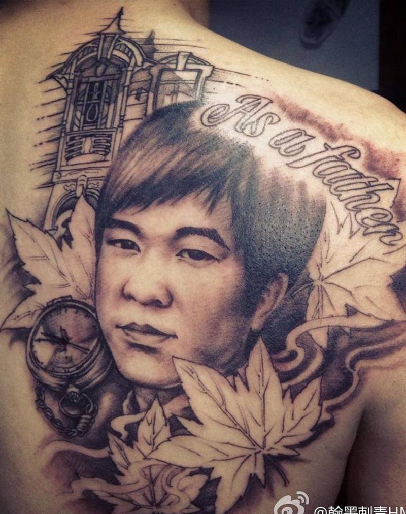 肖像作品纹身图片_胸部背部欧美写实纹身图案