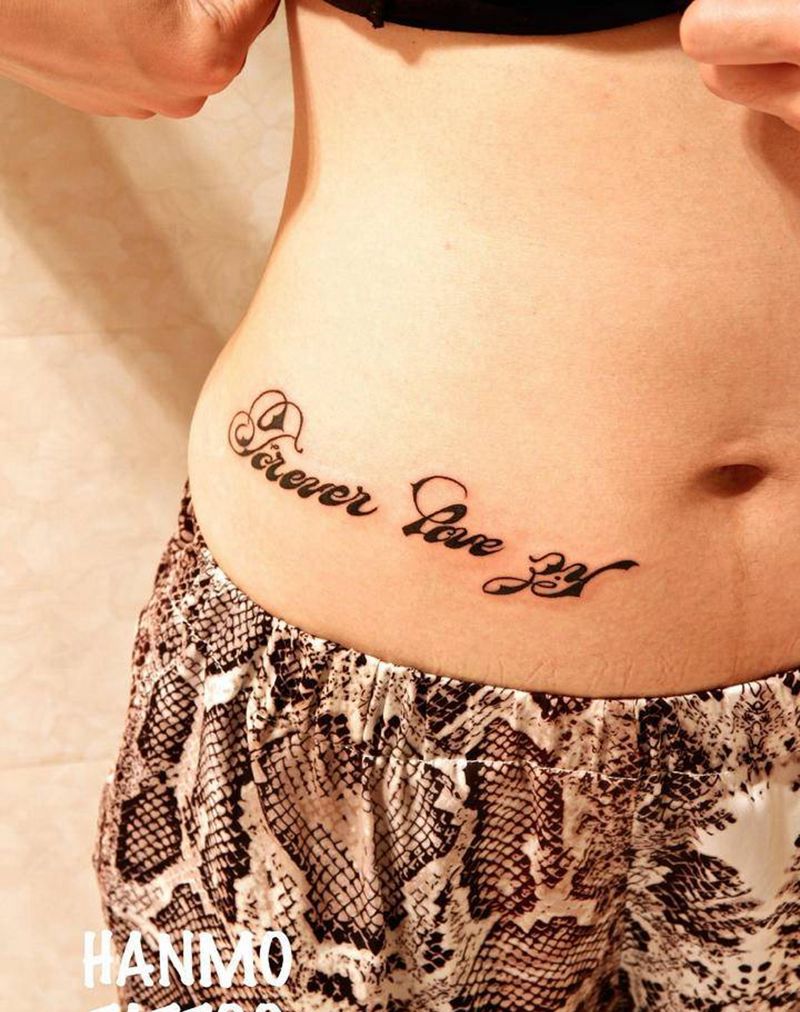 英文纹身图片_腰部纹身图案