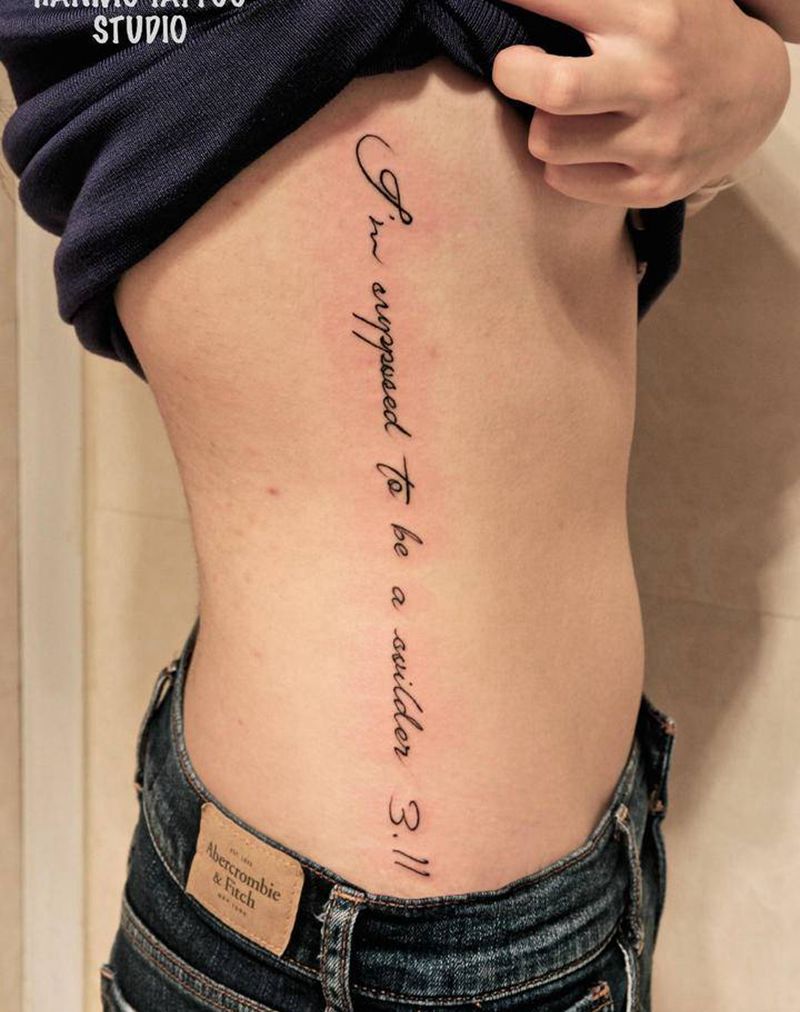 英文字纹身图片_腰部纹身图案