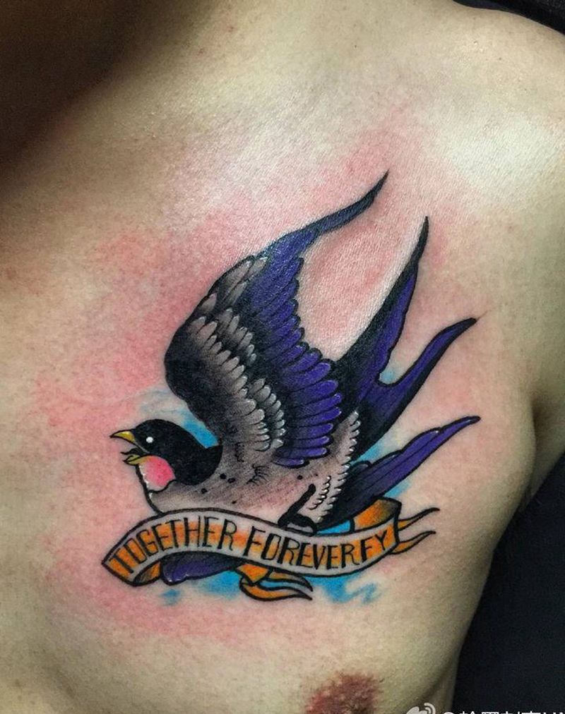 燕子纹身图片_肩部背部纹身图案