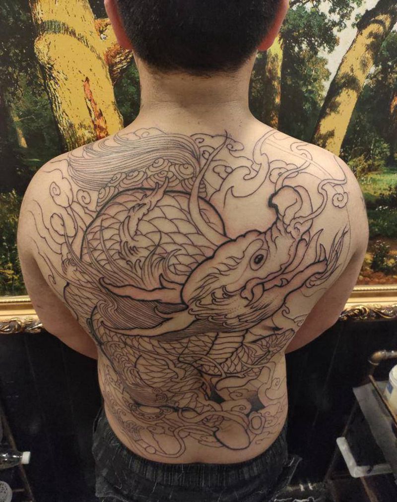 麒麟纹身图片_老传统新传统纹身图案