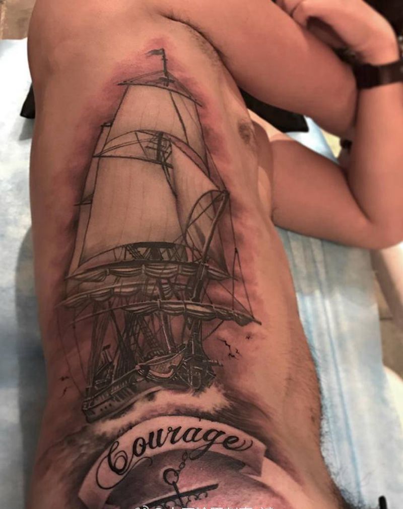 帆船⛵️纹身图片_欧美写实纹身图案