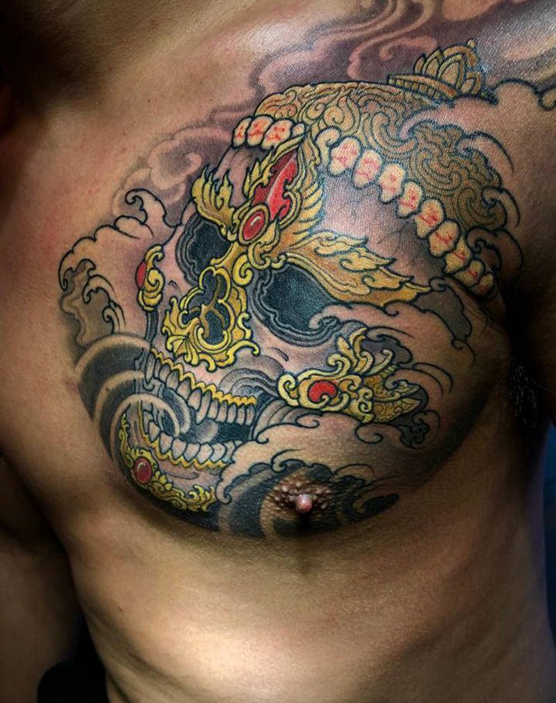 了解更多请关注微信纹身图片_胸部新传统老传统纹身图案