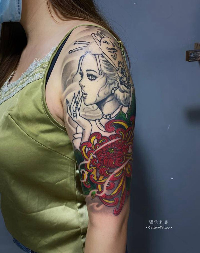 大臂纹身图片_手臂腰部新传统老传统纹身图案