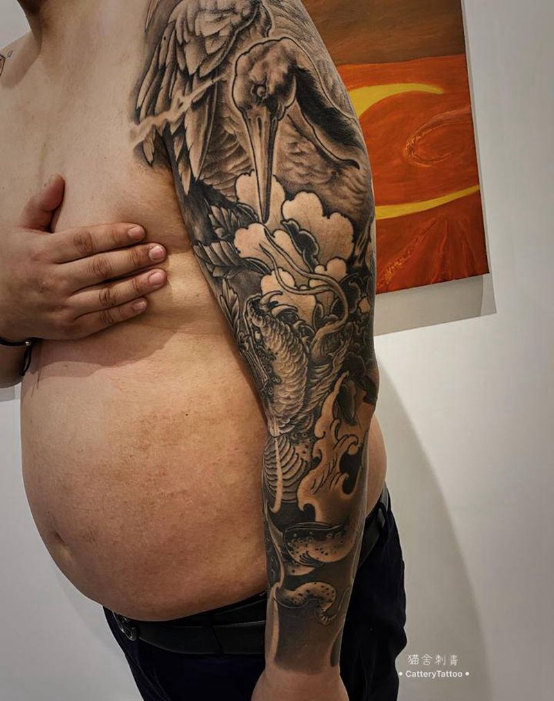 花臂纹身图片_手臂腿部新传统纹身图案