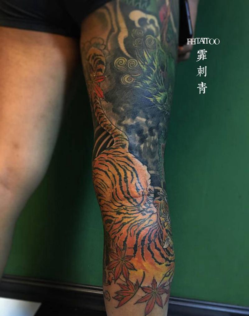 修改纹身图片_腿部新传统纹身图案