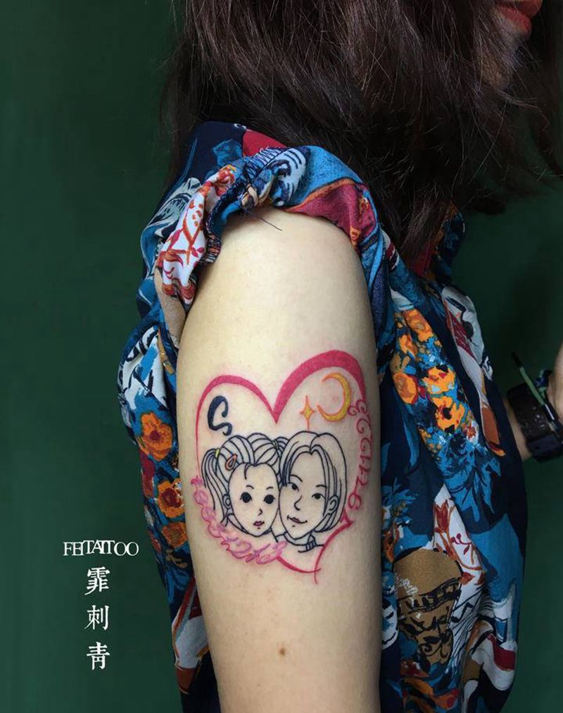 家庭写真纹身图片_手臂几何纹身图案