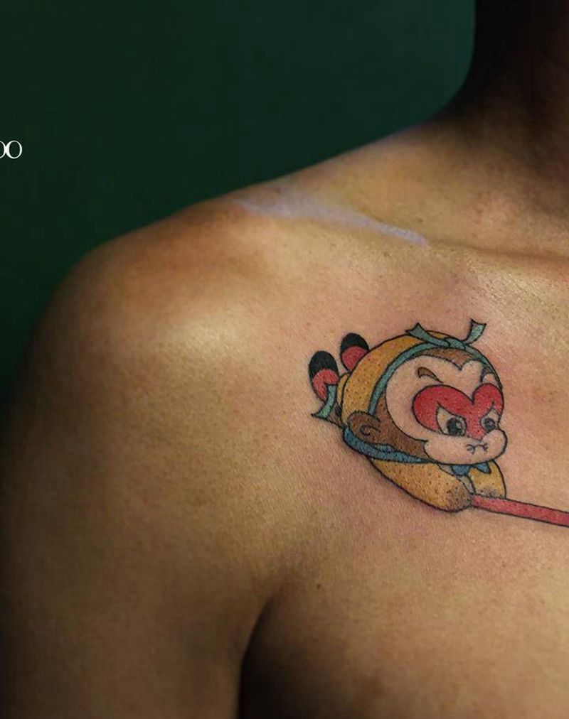 孙悟空好纹身图片_胸部New School纹身图案