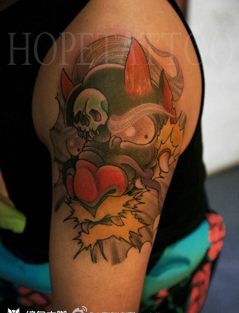 龙头纹身图片_手臂Old SchoolNew School纹身图案