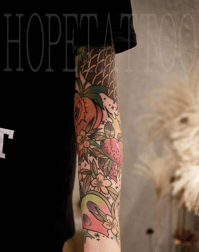 花臂纹身图片_手臂Old SchoolNew School纹身图案