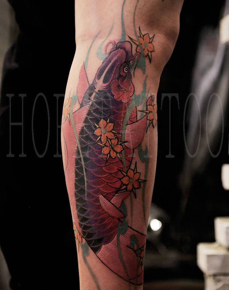 2017作品纹身图片_腿部新传统纹身图案