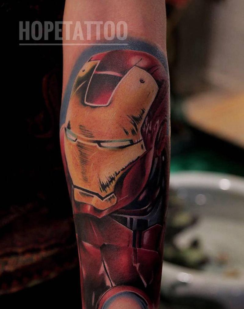 2018年作品钢铁侠纹身图片_手臂欧美写实纹身图案