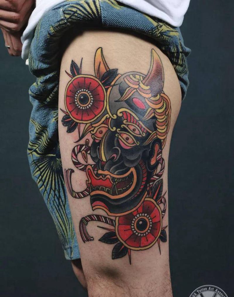 2018作品纹身图片_腿部Old SchoolNew School纹身图案