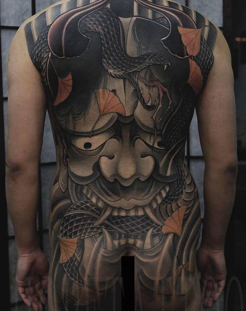 2018作品纹身图片_背部新传统老传统纹身图案