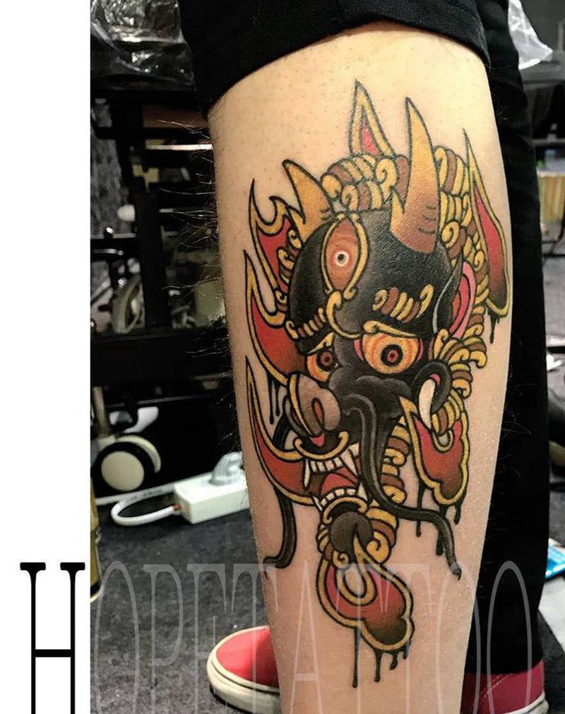 情侣纹身纹身图片_腿部Old School纹身图案