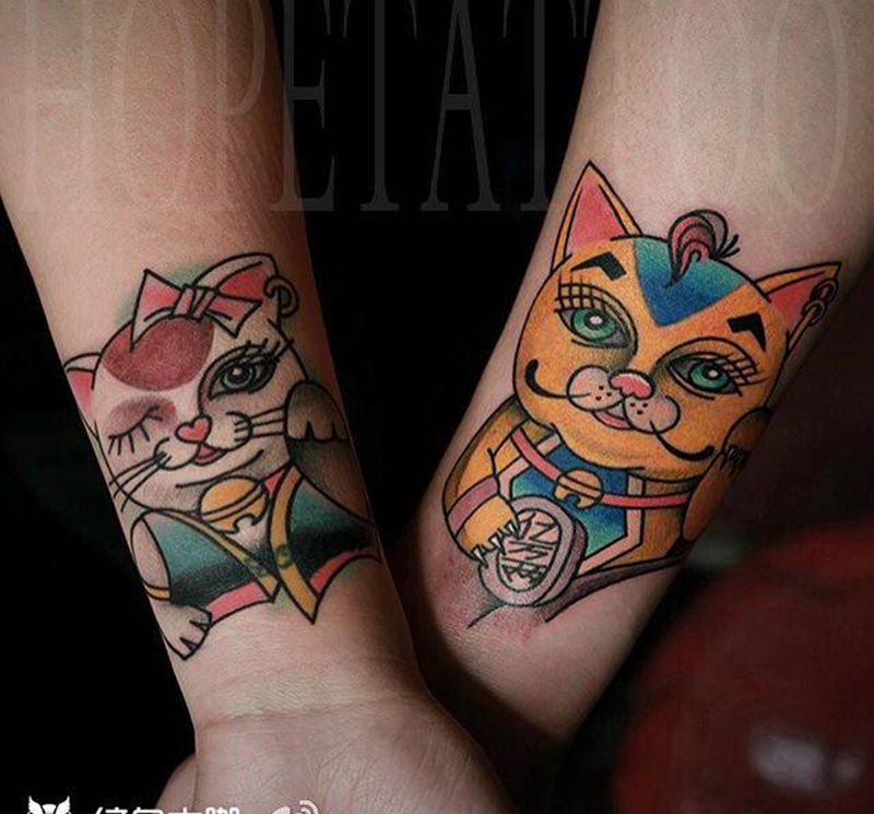 2014情侣纹身纹身图片_手臂New SchoolOld School纹身图案