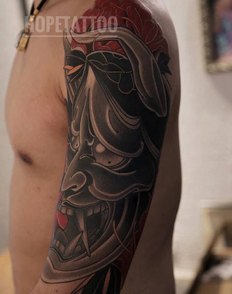 般若纹身图片_手臂老传统新传统纹身图案