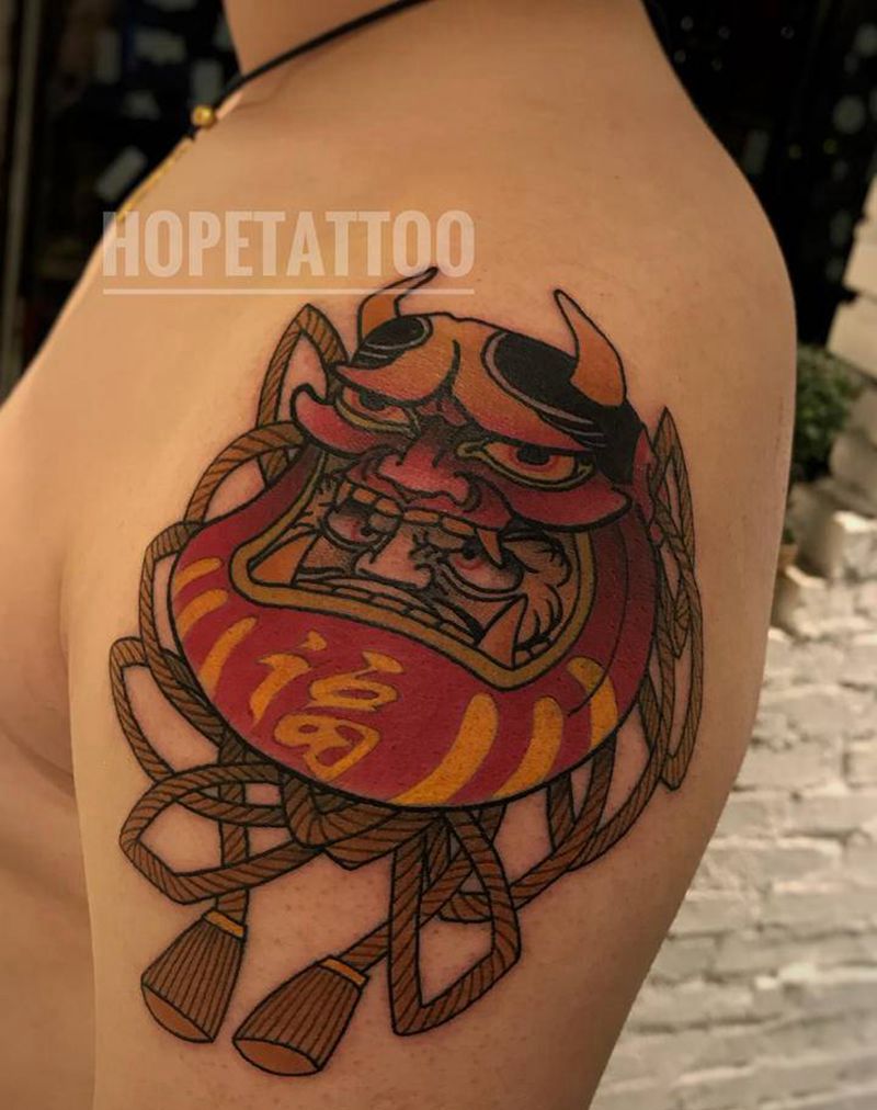 达摩蛋纹身图片_手臂Old SchoolNew School纹身图案