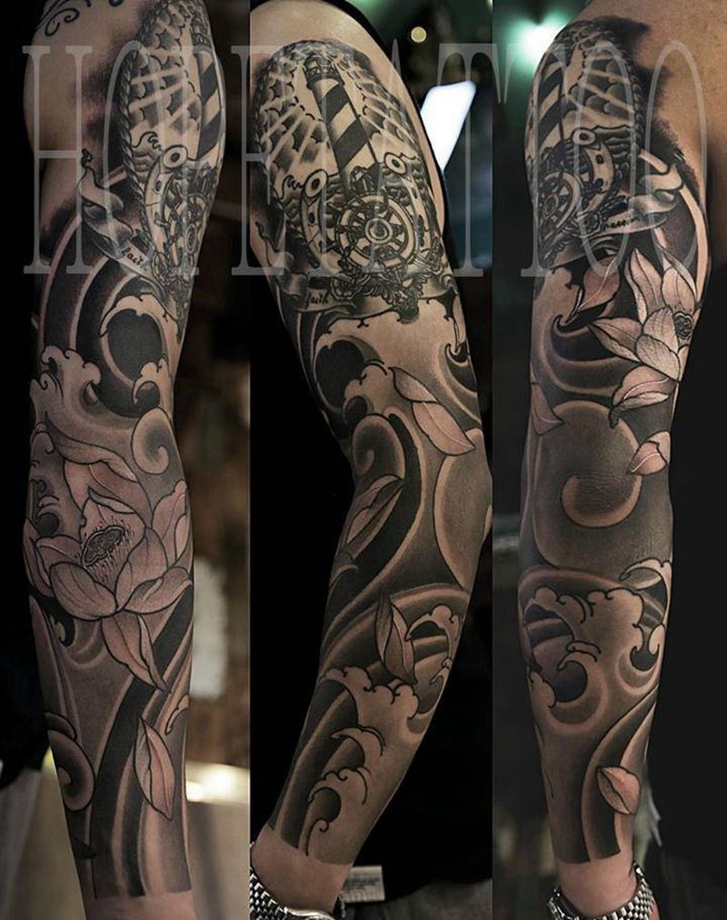2018作品纹身图片_手臂新传统纹身图案