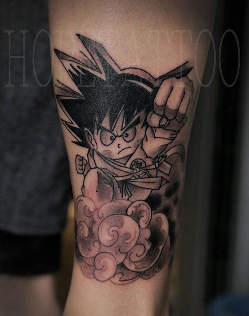 小悟空纹身图片_腿部New School纹身图案