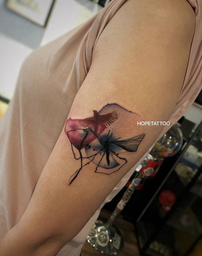 小清新水彩纹身图片_手臂水彩水墨纹身图案