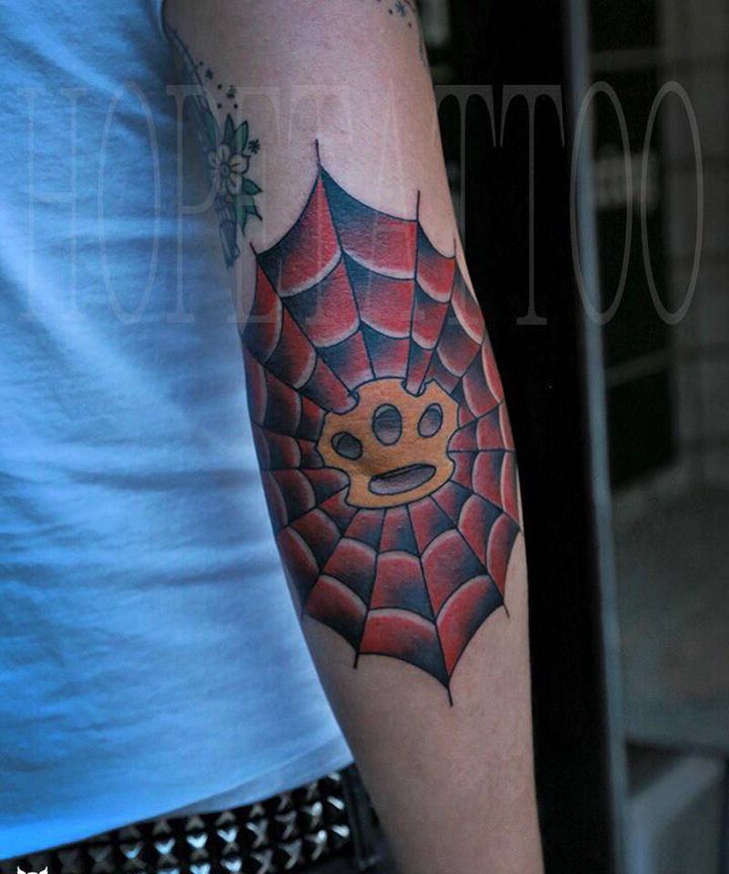 蜘蛛网纹身图片_手臂Old SchoolNew School纹身图案