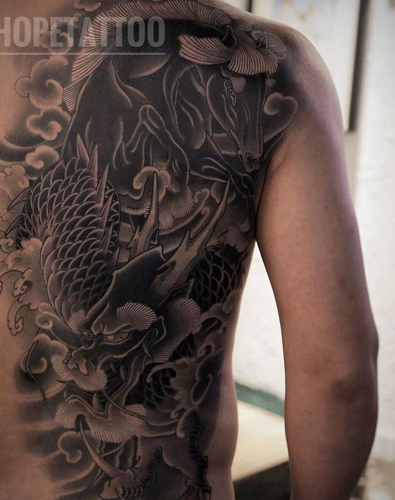 2017作品纹身图片_背部肩部新传统纹身图案