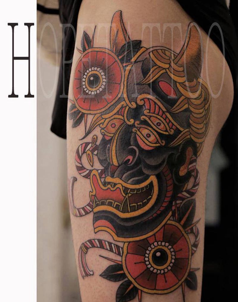 2018作品纹身图片_臀部腿部Old School纹身图案