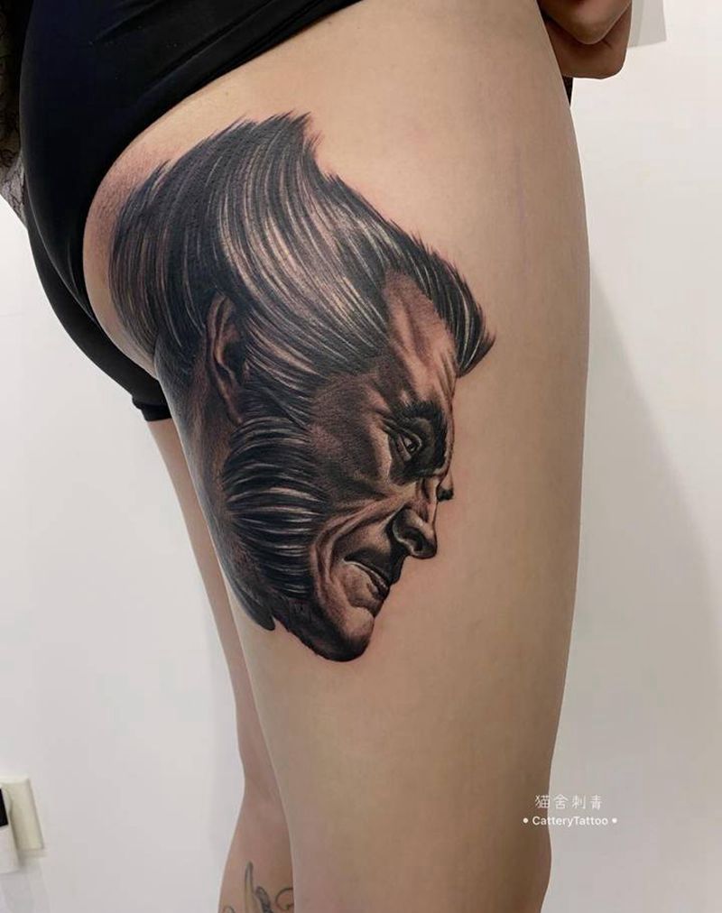 金刚狼局部纹身图片_手臂腿部欧美写实纹身图案