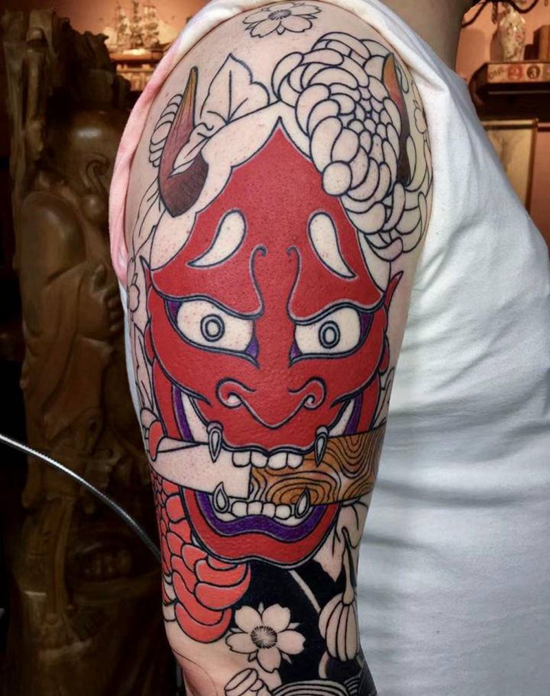 赤面般若纹身图片_手臂纹身图案