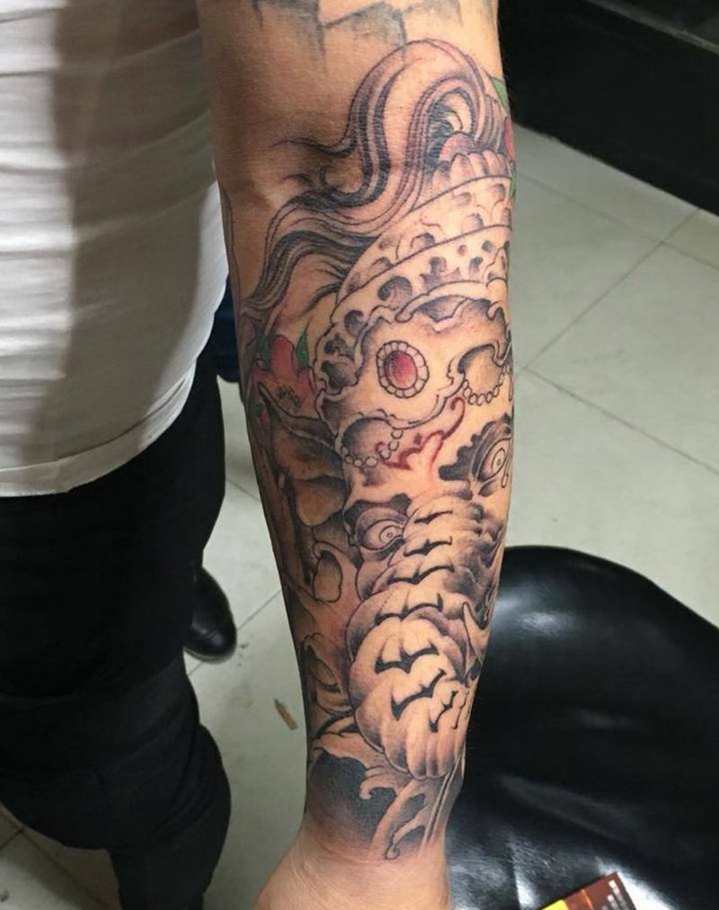 小臂象神纹身图片