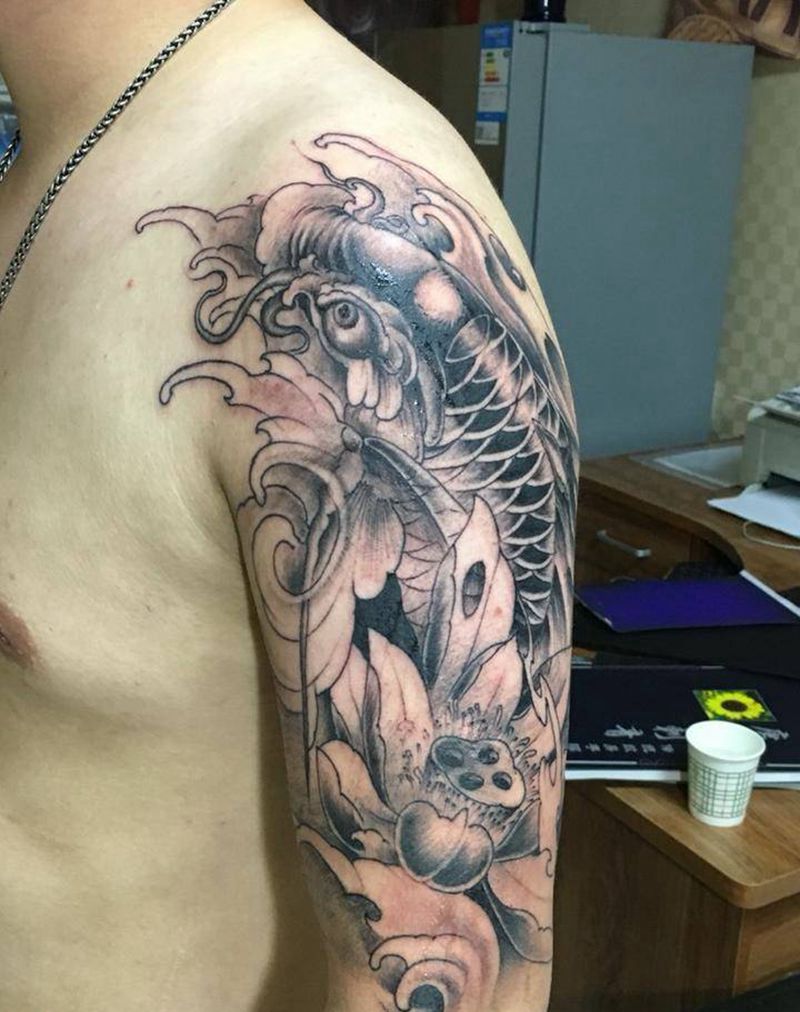 大臂鲤鱼、纹身图片