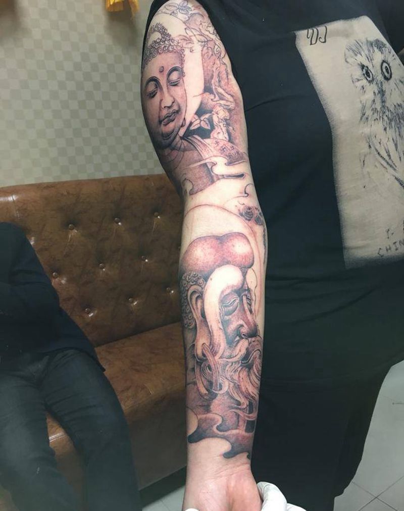 达摩与佛、纹身图片