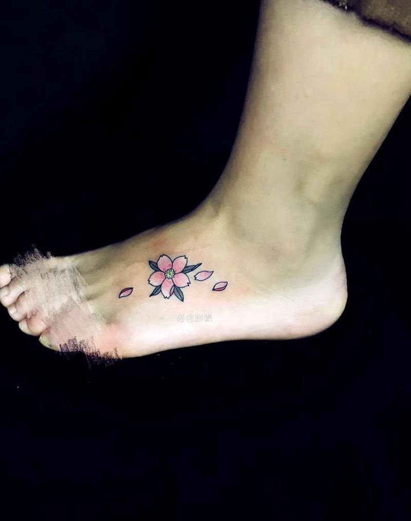 花纹身图片_成品手稿脚部腿部传统清新植物静物原创手臂纹身图案