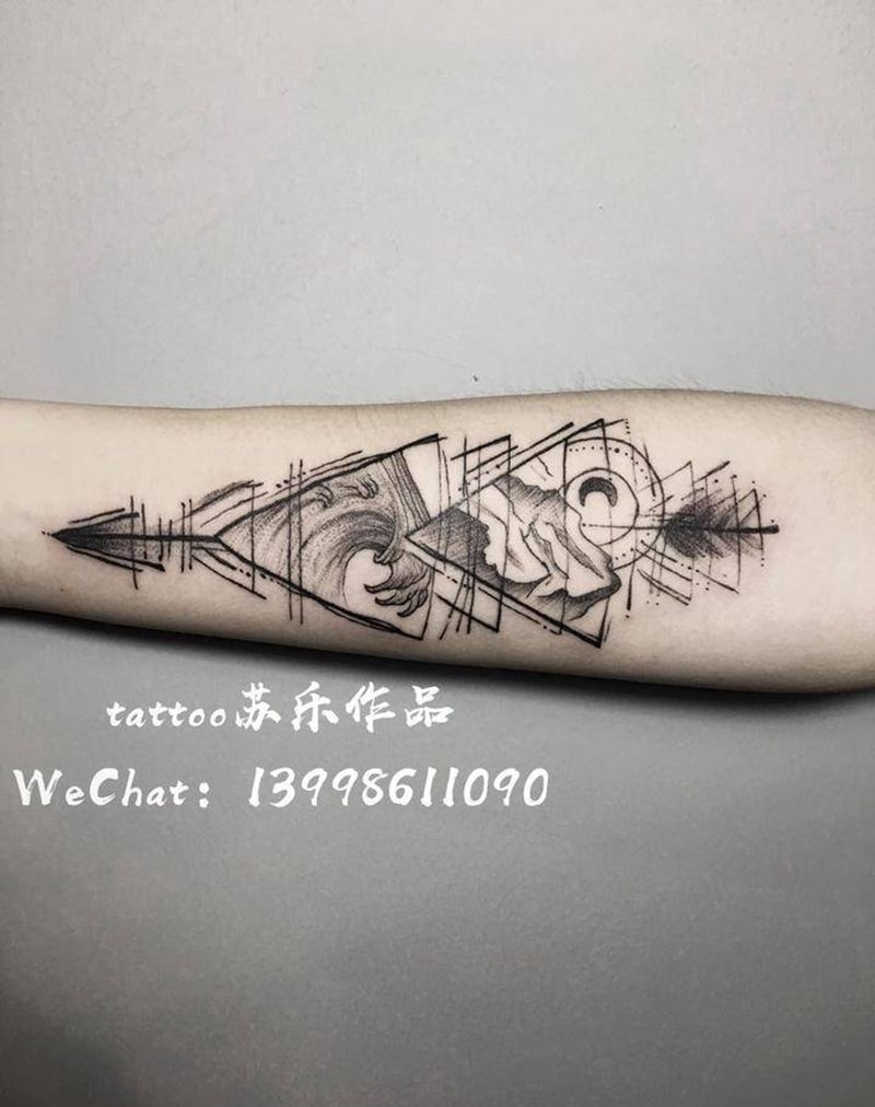 海誓山盟纹身图片_成品手臂清新几何纹身图案