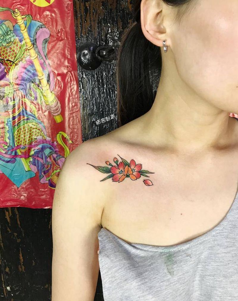 花纹身图片_成品手稿肩部胸部欧美清新几何静物植物原创纹身图案