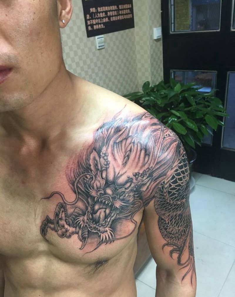 过肩龙、遮盖纹身图片