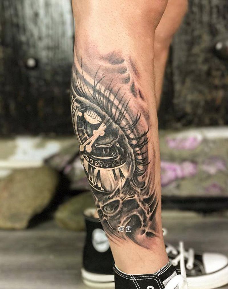 时间纹身图片_成品手稿肩部手臂腿部欧美写实静物纹身图案