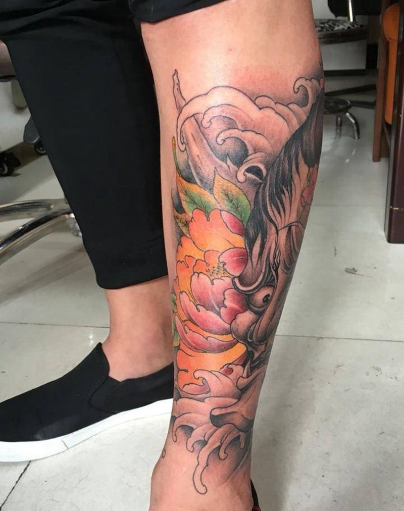 小腿般诺纹身图片