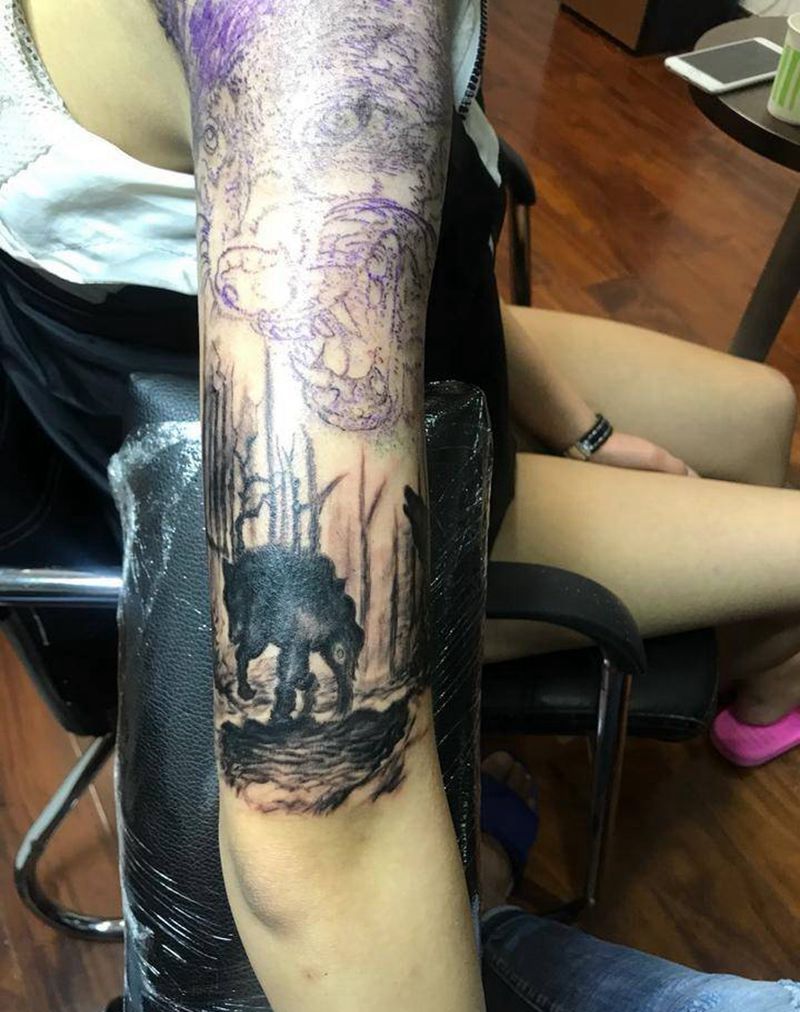 冷月下半部分基本完成纹身图片