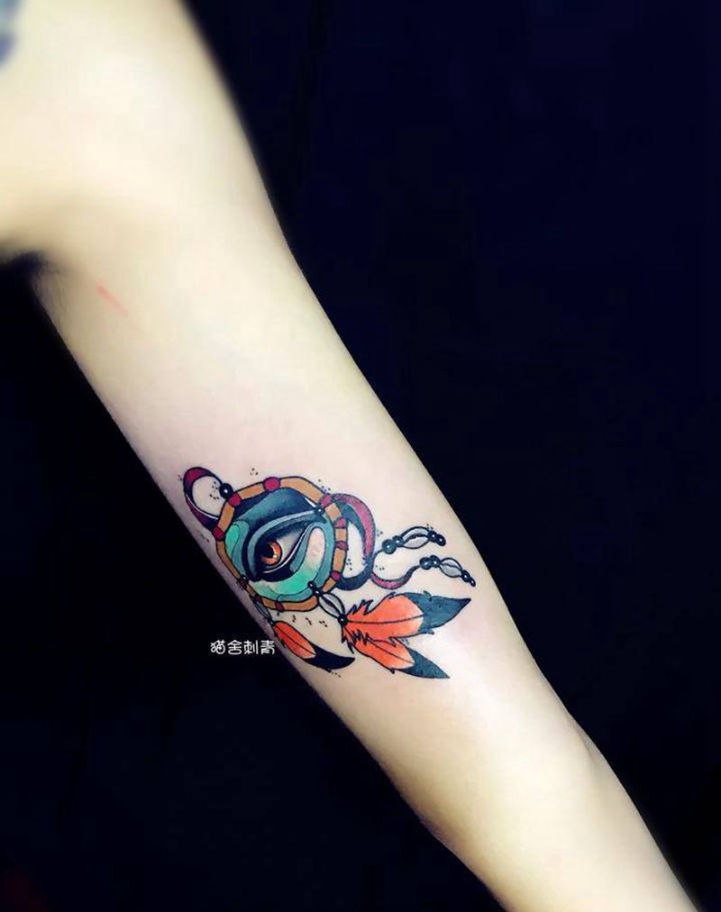 捕梦网纹身图片_成品手稿手臂欧美清新几何宗教静物情侣原创纹身图案