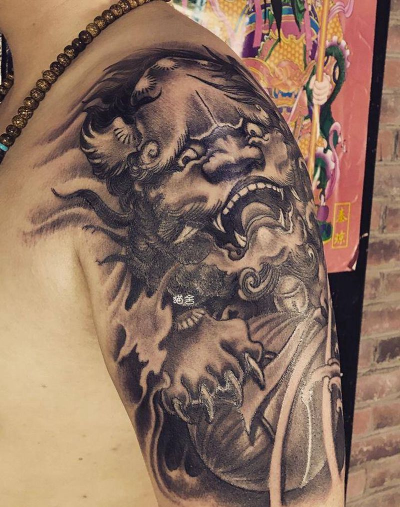 唐狮纹身图片