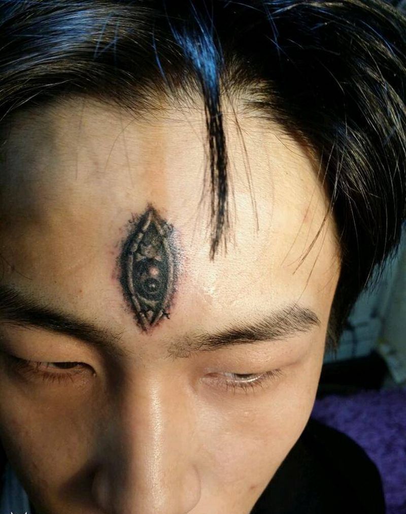 石裂天眼纹身图片_颈部肩部胸部腹部手臂手部清新几何原创成品纹身图案